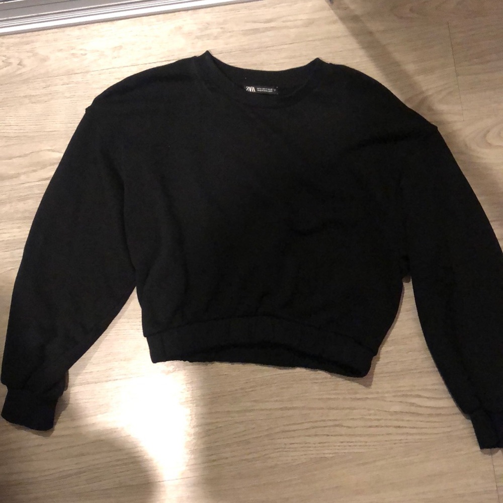 Zara cropped crewneck sweatshirt